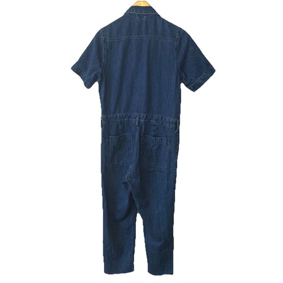 Everlane Super-Soft Coverall Blue Denim Jumpsuit Raw Hem Organic Cotton Size 4 - Picture 3 of 12